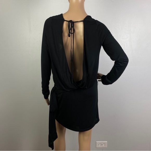 NEW HAUTE HIPPIE BLACK LONG SLEEVE OPEN BACK MINI DRESS - Picture 7 of 7